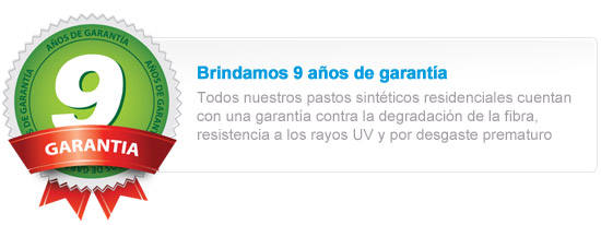 Brindamos 9 años de Garantía en todos nuestros pastos sintéticos residenciales